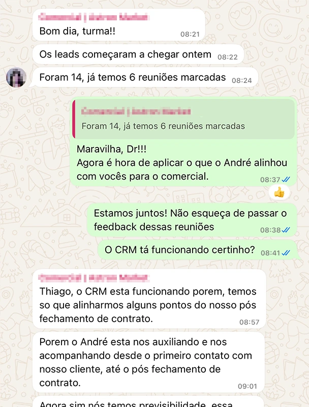 Mensagem de cliente sobre autonomia do escritório