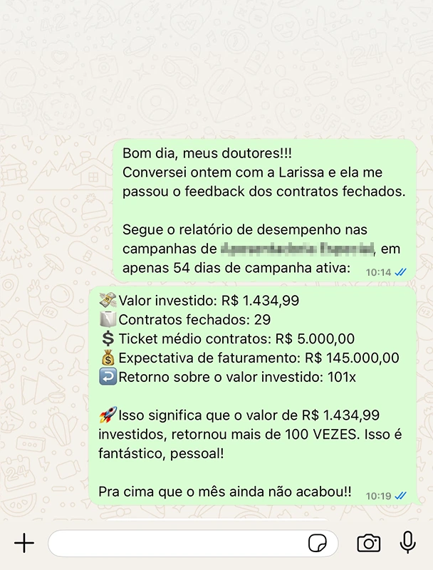 Mensagem de cliente sobre renovação de contrato